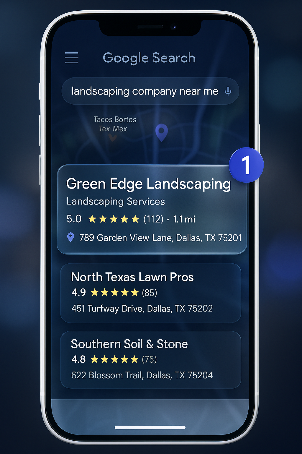 Google search results showing local businesses in map pack